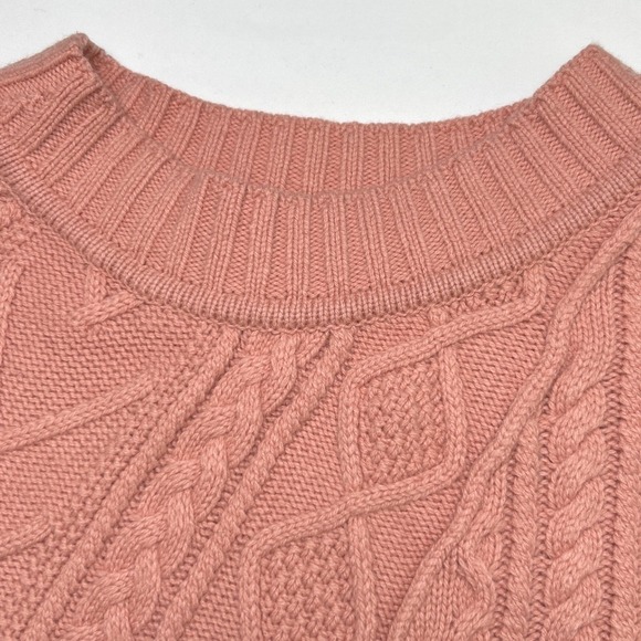 J. Crew Womens Cable Knit Tunic Wool Blend Sweater Rose Pink Size S Fisherman - Picture 5 of 10